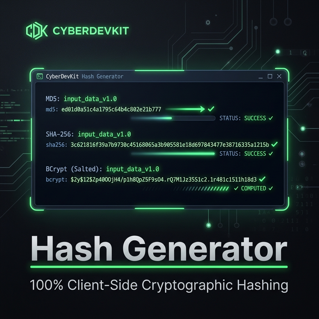 MD5, SHA256 & SHA512 Hash Generator — CyberDevKit